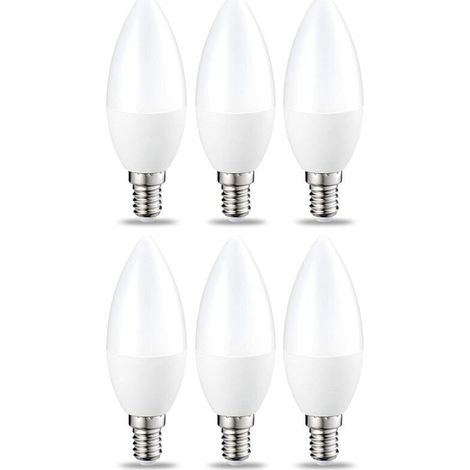 Lot de 6 petites ampoules LED en forme de flamme Culot Edison à vis E14 5 W (équivalent 40 W) Blanc chaud Intensité non variable (1/4)