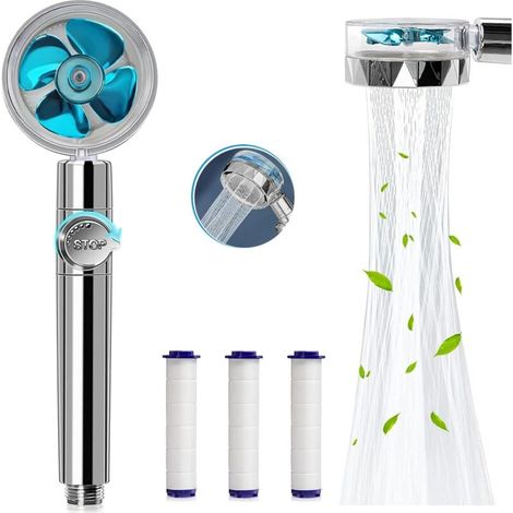 Pommeau de douche à main avec 3 filtres en coton PP remplaçables