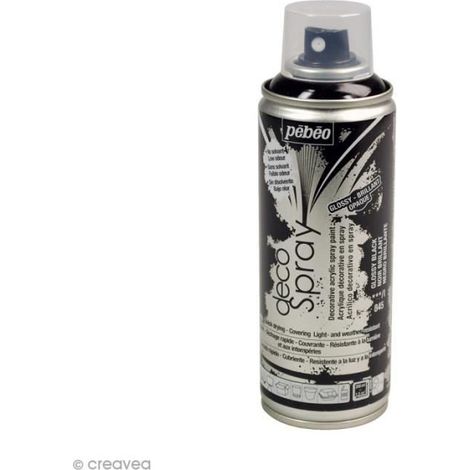 Peinture en bombe - Pébéo - DecoSpray - 200 ml - Noir brillant - Loisirs créatifs