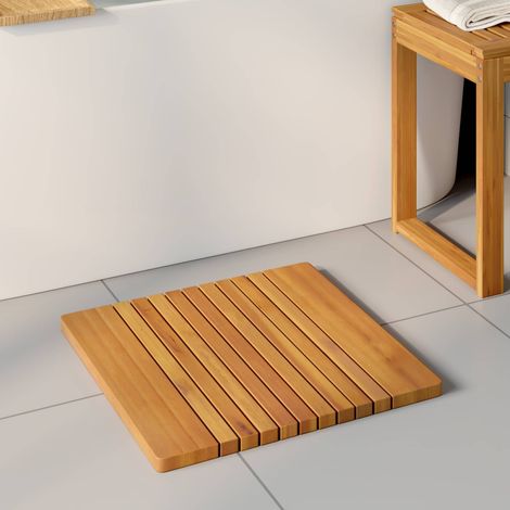vidaXL Tapis de bain Uni Marron 52 x 50 cm bois
