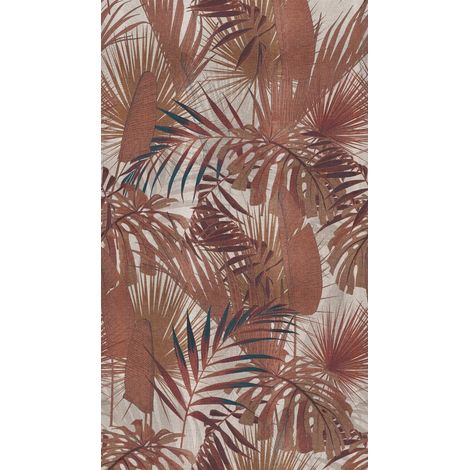 A.S. Creations – Papier peint vinyle jungle terracotta – Motif panoramique raccordable – Lessivable et strippable – Résistance à la lumière bonne
