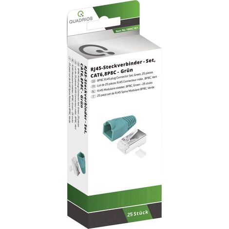 Quadrios Kit connettori RJ-45 CAT 6 1906C167 Spina dritta Numero di poli 8P8C Verde 25 pz. (1/3)
