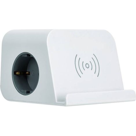 Geräteladestation „Combiflat“ mit 2 Schuko-Steckdosen (16A 250V) mit 4 USB-Anschlüssen und kabellosem Laden mit Ständer (1/5)