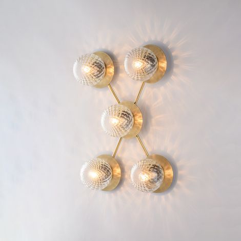 Armonia Plafonnier En Fer Bronzé Brossé 5 Lumières L.62X42 Bl285-Pl5-Brz