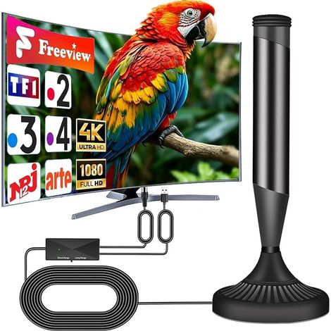 Antenne TV Intérieur, Omnidirectionnel 360° Base Magnétique (1/5)