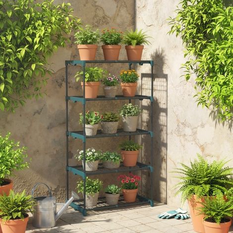 MEUBLIV Soporte para plantas de 5 niveles 67x49x138 cm verde oscuro de acero (1/5)