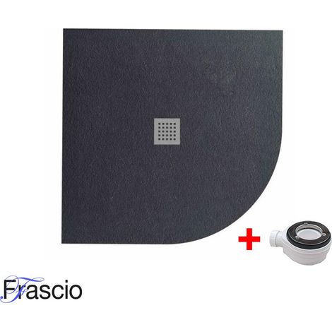 Duschwanne 90X90 cm Halbrund Vulcano Line Slim Schwarz aus Kunstharz und Marmorpulver mit freiem Abfluss - FRASCIO