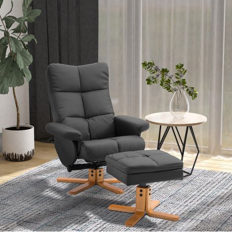 sillón relax reclinable giratorio con reposapiés madera OKMYHOME (1/4)
