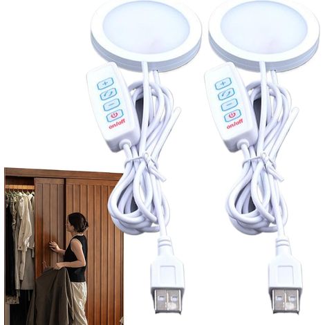 Kit d'Éclairage LED Éclairage d'Ambiance Alimenté par USB 2 Pièces 3 Modes Lampe de Cabinet Kit d'Éclairage LED USB pour Modèle, Vitrine à Bijoux, Bureau, Camping-car, Salon, Chambre, Appartemen (1/5)