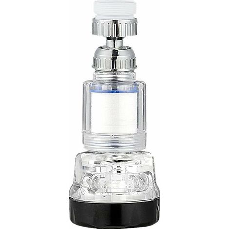 Aerateur robinet pivotant, Filtre robinet, Buse de robinet sous pression universelle réglable à 3 modes et à 360 ° pour la cuisine de la salle de bain - Transparent