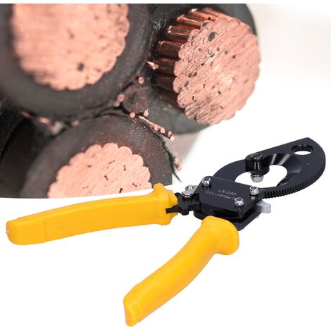 Coupe-câble à crémaillère en acier haute teneur en carbone, poignée ergonomique PC, outil de coupe professionnel LK-240