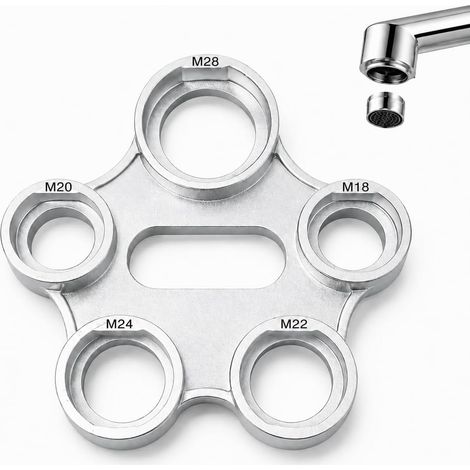5-in-1-Metall-Luftsprudlerschlüssel, für M18, M20, M22, M24 und M28, Montage- und Demontagewerkzeug für Luftsprudler, Küchenarmaturen, Filter und Bad-Luftsprudler (1/5)
