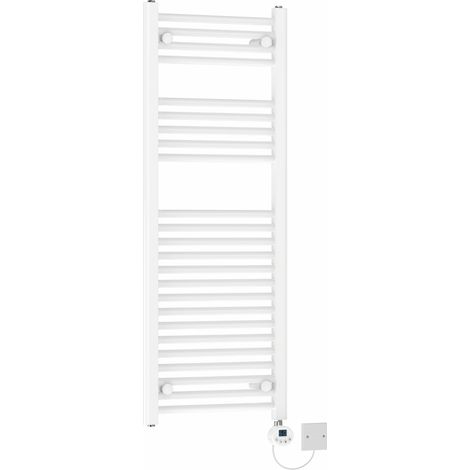 Straight Electric Heated Towel LCD Display Thermo Radiator Prefilled White 1200x450mm 500W (1/5)