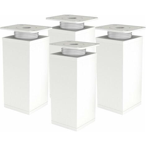 Furniture Leg – Adjustable Sofa Leg – Adjustable Furniture Leg – Set of 4 – 40 x 40 mm Angle – Metal Replacement Parts – Mounting Hardware Included – 120 mm, White (1/4)