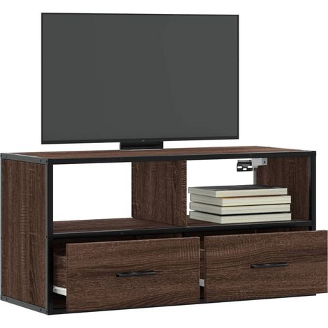 TV-Schrank Braun Eiche 80x31x39,5 cm Holzwerkstoff und Metall