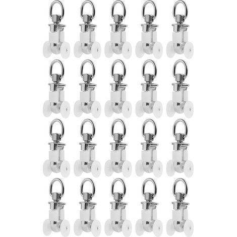 20 Pièces Rouleaux pour Rails de Rideaux en Métal, Accessoires de Glissement pour Voies de Rideau, Poulies pour Rails de Rideaux, Adaptés pour Salons, Chambres et Salles de Bain (1/5)