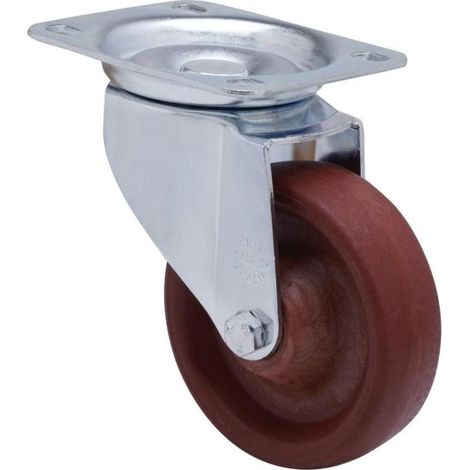 RUEDAS ALEX rueda giratora placa 10zvl80-td resina marron eje liso