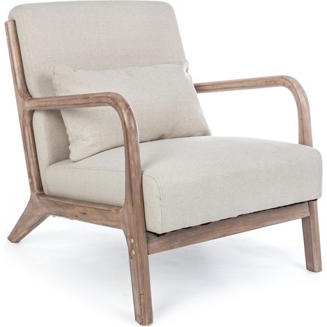Ancilla Fauteuil vintage en coton lin avec coussin (1/5)