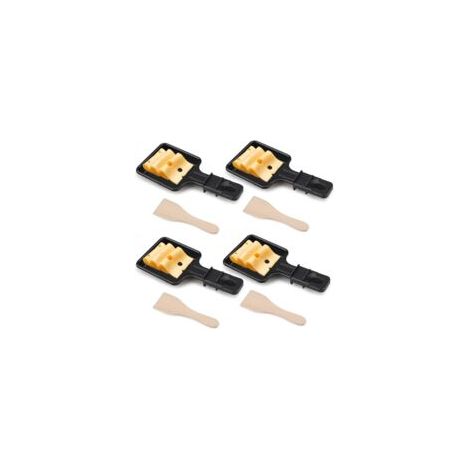 Mini Ensemble de 4 PoêLes à Raclette au Fromage, PoêLons CarréS, Avec 4 Spatules en Bois pour la Grille éLectrique Universelle, Adapté pour Griller du Fromage, des œufs (1/5)