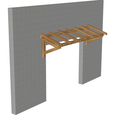 WMU – Auvent en bois traité marron 2.98 x 0.94 m – Pente 30% adaptée aux tuiles – Visserie incluse pour assemblage – Fabrication 100% française (1/2)