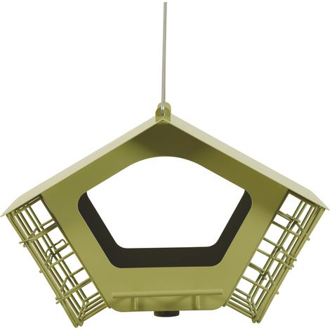 Mangeoire Cabane duo XL vert pour graines et blocs de graisse pour oiseaux - zolux (1/3)