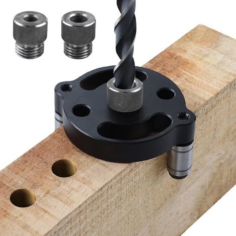 Guida per trapano portatile con centraggio automatico per foratura di fori dritti, strumento di posizionamento per giunzioni di falegnameria - 6 mm, 8 mm, 10 mm (1/5)