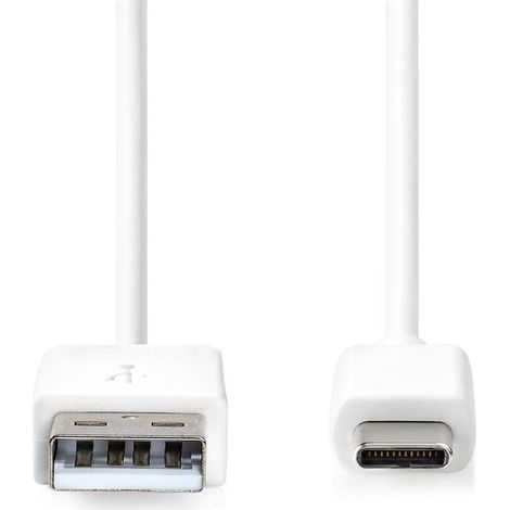 Nedis USB-Kabel / USB 2.0 / USB-A Stecker / USB-C™ Stecker / 15 W / 480 Mbps / Vernickelt / 0.50 m / Rund / PVC / Weiss / Label