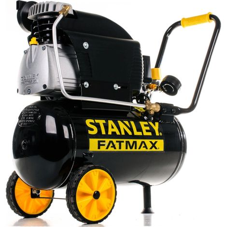 Stanley Fatmax Kompressor, 24 Liter, 8 bar, ölgeschmiert, horizontales Modell, 2 PS, 222 l/min Luftleistung, tragbar, schwarz gelb, geeignet zum Aufpumpen und für leichte Druckluftwerkzeuge (1/4)
