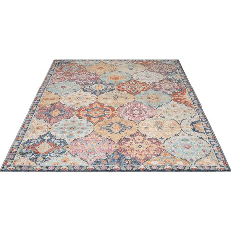 FLOORNOVO In- & Outdoor Teppich gemustert - 290 x 200 cm - Flachgewebe für Garten Balkon Terrasse und Innenbereich - Robust & Pflegeleicht - vielseitig einsetzbar im Innen- und Außenbereich (1/2)