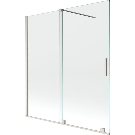 Mexen Velar paratia vasca da bagno scorrevole a 2 ante 150 x 150 cm, trasparente, nichel spazzolato - 896-150-000-01-97 (1/5)