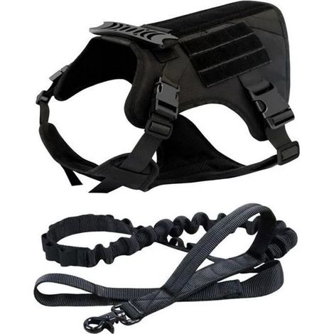 Harnais tactique pour chien, gilet à boucle pour chien de travail militaire, harnais d'entraînement sans tension-laisse + gilet (1/4)