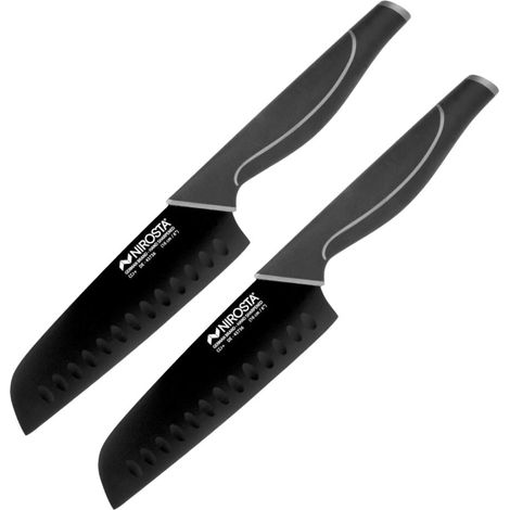 Ensemble de 2 Couteaux de cuisine Santoku lame de 16 cm Nirosta Black Edition (1/3)