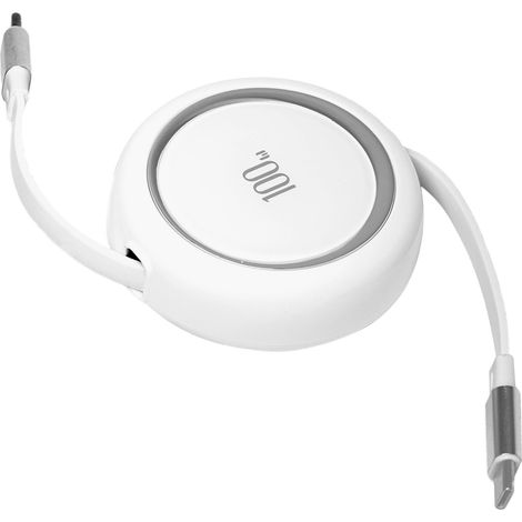 Câble USB-C rétractable - 100W, Charge rapide avec puce de protection, Transfert de données 480 Mbps, Longueur réglable, Compatible avec iPhone 16/15, Galaxy S25/S24/S23, MacBook Pro, iPad Pro, Switch (1/5)