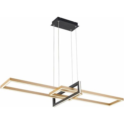 Suspension moderne 3 rectangles LED 36W noir/or Aspen Reality (1/2)