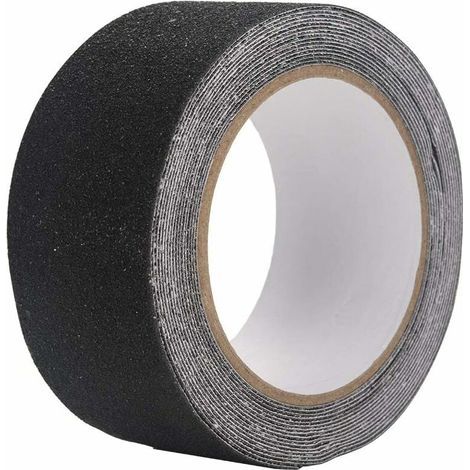 Ruban adhésif antidérapant pour escalier, marche, sol, décoration de sécurité, 5 m x 5 cm en PVC coloré Noir (1/5)
