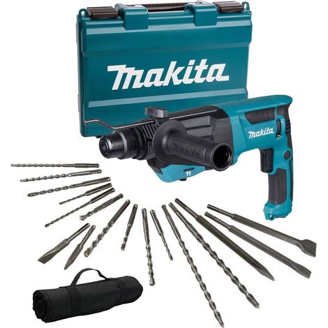 Makita HR2670 240v SDS Plus 3 Mode Rotary Hammer Drill + 17 Piece Bit Set Point (1/5)