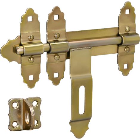 KOTARBAU® Verrou Portail Exterieur - Loquet Portail 200 mm - Acier Galvanisé - Loquet Portail Exterieur - Verrou de Portail - sans Cadenas - Rétro - Or (1/4)