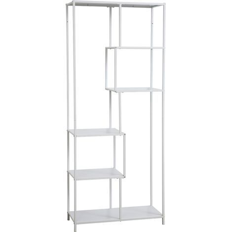 SVITA KELA Metallregal 6 Ebenen Küchenregal Badregal Industrial Style Weiß