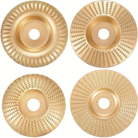 Confezione da 4 dischi abrasivi in carburo di tungsteno per smerigliatrici angolari - compatibili con 115/125 mm - per levigatura, sagomatura e taglio del legno. (1/5)