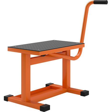 Cavalletto Alzamoto max 150 kg in Metallo con Superficie in Gomma e Manovella, 48x34x43 cm, Arancione