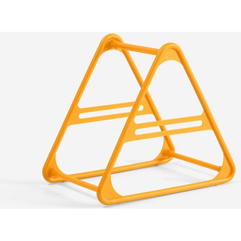 Porte-vêtements triangulaire jaune en PP, design arrondi, étagère organisateur multifonction (1/5)