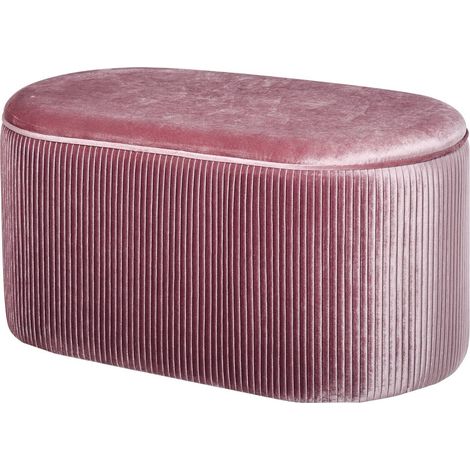 Banco Tapizado Con Espacio De Almacenamiento Rosa Estilo Francés, Terciopelo, Elegante, 81X40X41Cm (1/5)