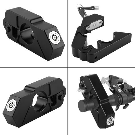 Poignée frein universelle en alliage d'aluminium CNC antivol pour moto (Noir) (1/5)