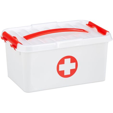 Botiquín de primeros auxilios para almacenamiento de medicamentos 30 x 20 x 10 cm práctico y modular de plástico blanco 130005003 (1/5)