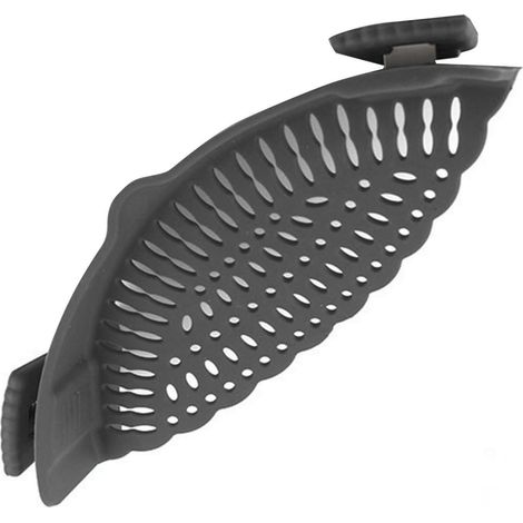 Snap N Strain Silikon-Clip-Sieb für Töpfe, Fleisch, Gemüse, Obst – schwarz, Küchenaccessoire (1/5)