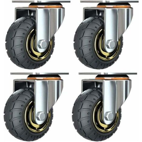 TRIP Kit de 4 roues universelles de 3 pouces sans freins Roues de chariot silencieux Roues universelles oulettes Pivotantes 75mm Roues Plaques Industrielles Transport Roulettes pour me (1/5)