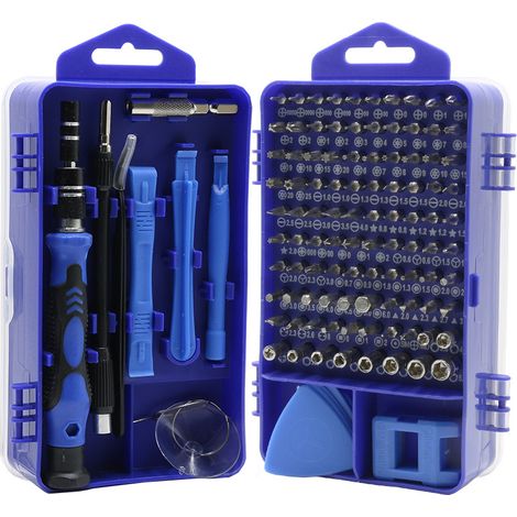 Kit di cacciaviti magnetici di precisione 115 in 1, mini cacciaviti portatili per smontare laptop, smartphone, orologi, occhiali e computer (blu)