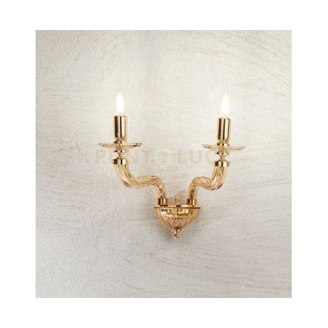 APPLIQUE VILLA 2 LUCI AMBRA E ORO ATTACCO E14