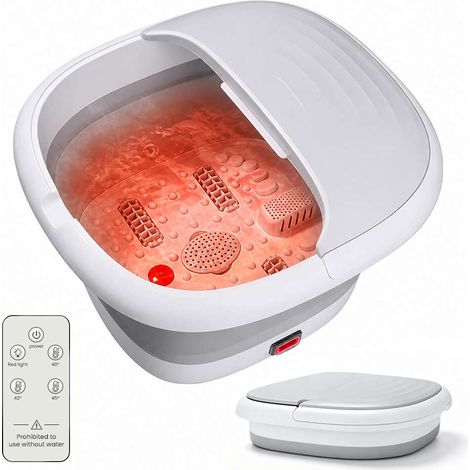 Bain de Pieds Massant Chauffant Pliable - Massage à Bulles et Rouleaux, 3 Niveaux de Température - Pieds pour Soulagement et Détente