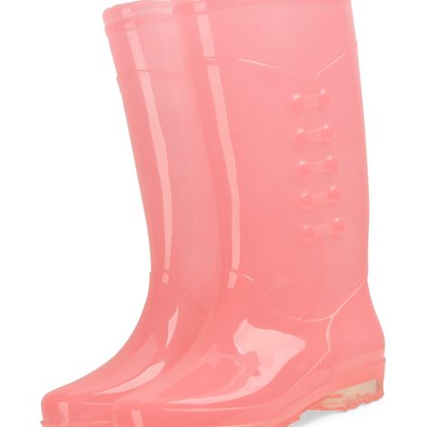 Botte de pluie haute femme, doublure coton chaude, antidérapante, résistante, imperméable, PVC transparent, bonbon rose, taille 38, vente en gros (1/3)